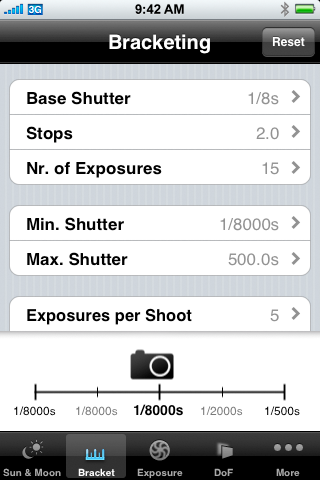 Bracketing - Einstellungen